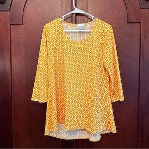 Ellen & Company Women's Yellow Gold Asymmetrical Tunic 3/4 Sleeves Size Large